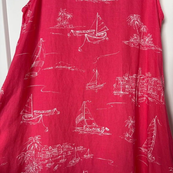 Cynthia Rowley Coral Pink 100% Linen Mini Dress - Coastal • Nautical • Summer - Picture 6 of 11
